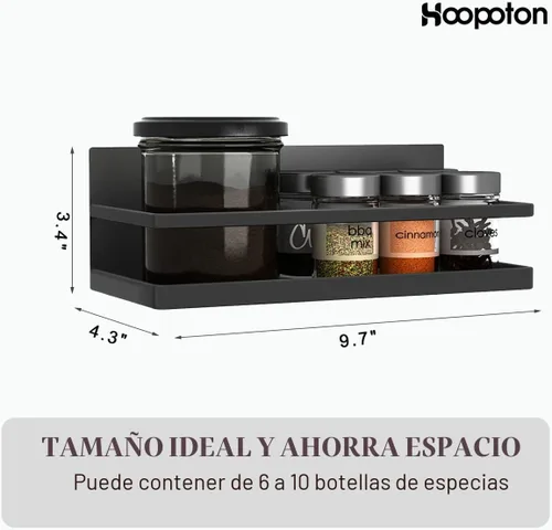 Miniatura 2 de Organizador magnético de especias de un solo nivel, estante de almacenamiento de especias para refrigerador, organización de cocina, fácil