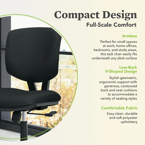 Miniatura 5 de HON Volt - Silla de oficina ergonómica con asiento y respaldo de tela, escritorio sin brazos y silla de computadora con inclinación central