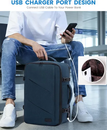 Miniatura 2 de LOVEVOOK Peersonal - Mochila de viaje extra grande de 40 L, bolsa de artículos Peersonal aprobada por vuelo, resistente al agua, mochila de 17 Azul