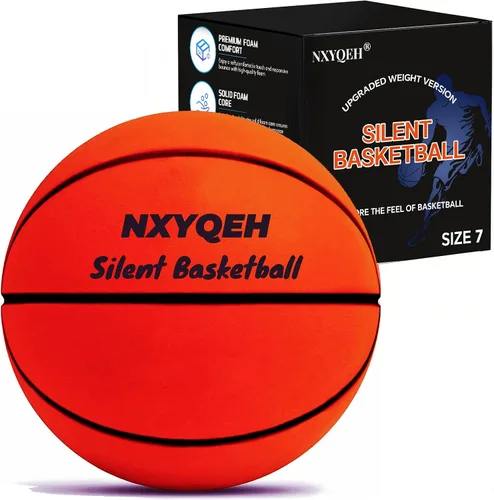 Balón de baloncesto silencioso tamaño 7 y tamaño 3 - Paquete no deformable, nuevo peso mejorado de 600g, balón de baloncesto sin aire ranurado para