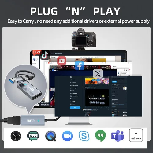 Miniatura 3 de Papeaso Tarjeta de captura de video, 4K HDMI a USB/USB C 3.0, dispositivo de captura de video 1080P 60FPS, para transmisión, enseñanza