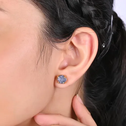 Miniatura 111 de Gempires Natural Raw Prong Setting Stud Earrings, 8-10 mm Crystals Earring, Handmade Jewelry, Gift for Her