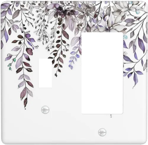 Miniatura 29 de Cubierta decorativa para interruptor de luz, diseño de pájaros y flores florales en blanco y negro, 2 bandas, cubierta decorativa para pared, placa