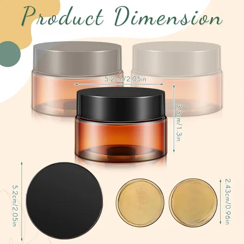 Miniatura 2 de SATINIOR Paquete de 12 frascos de plástico con tapas, frascos redondos para cosméticos de viaje, para artículos de tocador, loción, crema