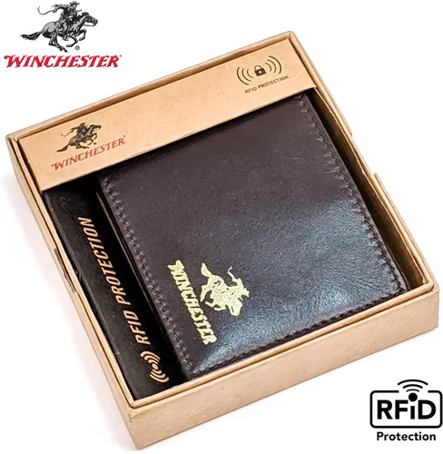 Miniatura 2 de Winchester billete RFID carteras para hombres de cuero genuino grano completo, ranura delgada para tarjeta con ventana de identificación ligero
