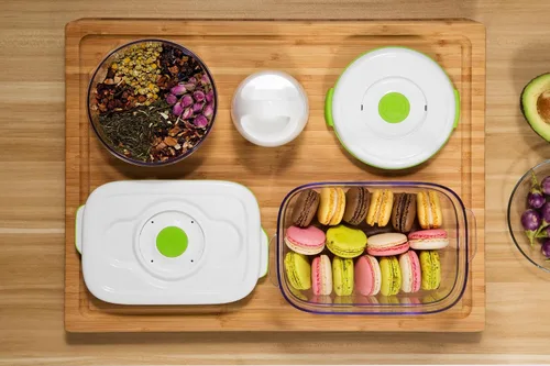 Miniatura 2 de FOSA Recipientes de sellado al vacío (paquete de 3, 34 onzas), recipientes herméticos de almacenamiento de alimentos para frescura, sin BPA, aptos