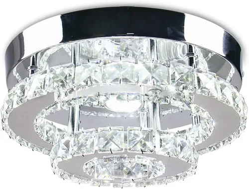 Miniatura 11 de Mini candelabro LED de cristal para techo, 2 capas, lámpara de techo empotrada, moderna iluminación para pasillo, escalera, cocina, baño