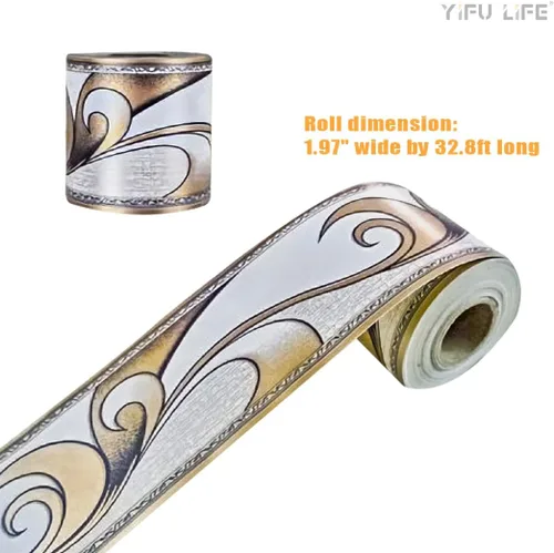 Miniatura 6 de Papel tapiz autoadhesivo para despegar y pegar, diseño abstracto moderno, marrón/blanco, extraíble, para pared, bordes decorativos para techo