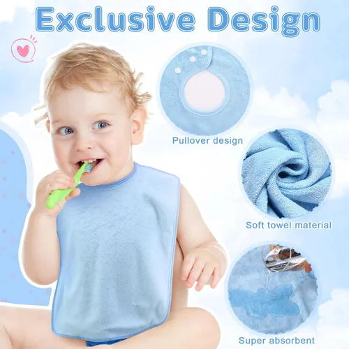 Miniatura 3 de Hercicy Baberos de cobertura completa con capucha para bebés y niños pequeños de felpa con botón de presión para niños de 0 a 4 años, unisex