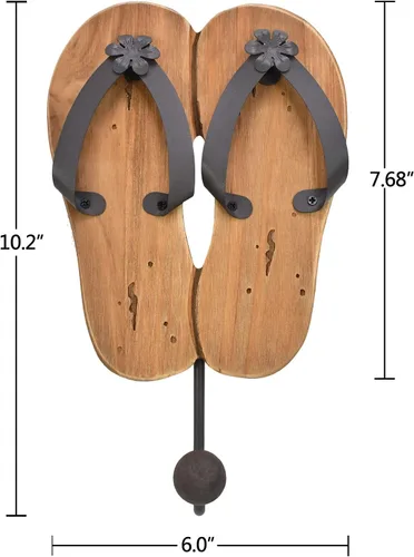 Miniatura 7 de Aecipl Ganchos de pared de madera para colgar chanclas, letrero de decoración temática de playa, gancho náutico para toallas para baño, dormitorio