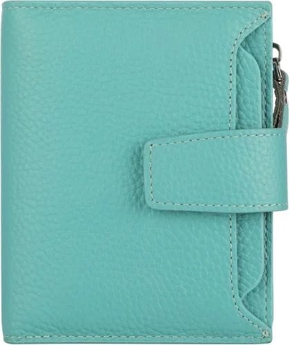 Miniatura 26 de Lavemi Pequeña cartera compacta para mujer, con bloqueo RFID, de piel auténtica, plegable, con ventanas de identificación