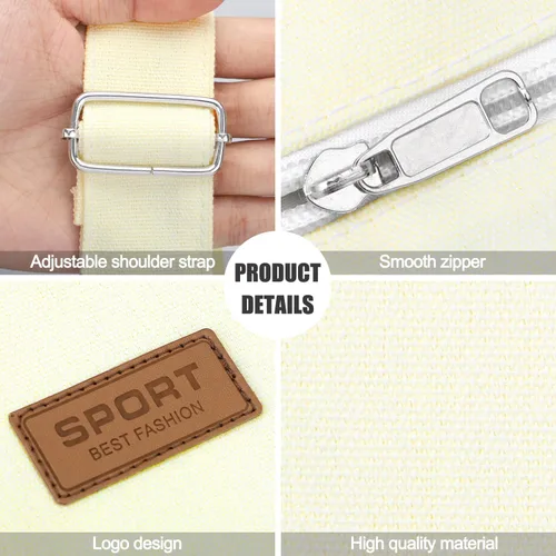 Miniatura 3 de Bolsa de lona duradera con diseño de bolsillo externo, aspecto elegante, correa de hombro ajustable..