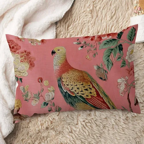 Miniatura 21 de ArogGeld Fundas de cojín de estilo chinoiserie, diseño de flores y pájaros, color rosa rubor, diseño de animales de pavo real, jardín asiático