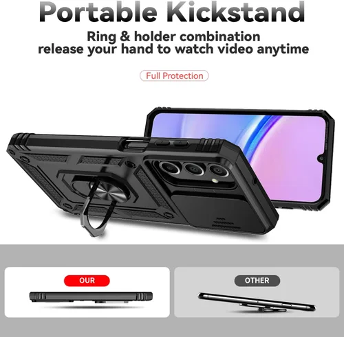 Miniatura 6 de Funda para Samsung Galaxy A16 5G con cubierta para lente de cámara, protector de pantalla HD, doble capa de grado militar, probada contra caídas