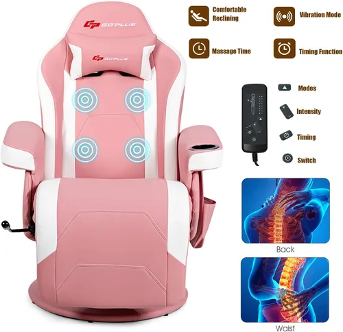 Miniatura 4 de POWERSTONE - Silla reclinable para videojuegos, silla de masaje de poliuretano con reposapiés, soporte para tazas, reposacabezas y bolsa lateral
