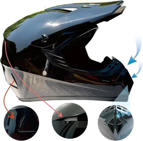 Miniatura 4 de Cascos de Dirt Bike para Adultos Negro DOT ATV Motocross Motocicleta Todoterreno Calle Bicicleta de Montaña Cara Completa con Gafas Guantes Máscara