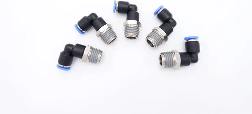 Miniatura 12 de Empuje para conectar conexión de tubo de 1/4" OD x 1/8" rosca NPT macho, codo neumático macho de aire línea de agua de aire de 90 grados codo