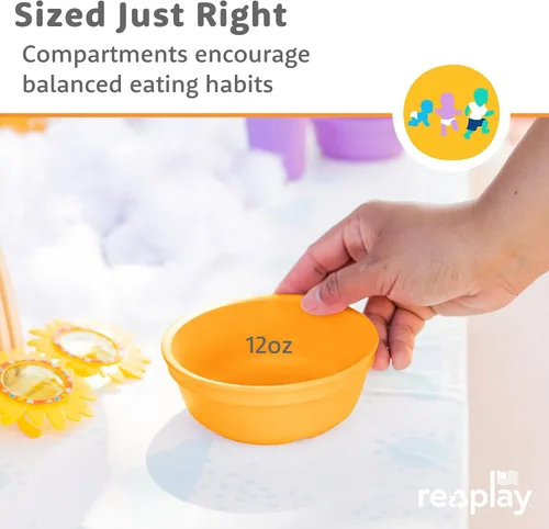 Miniatura 8 de Re Play - Tazones de plástico reutilizables de 12 onzas, paquete de 3 sin tapa, aptos para lavavajillas y microondas para aperitivos y cenas