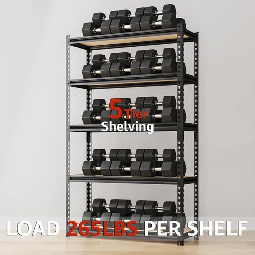 Miniatura 5 de Estantes de almacenamiento, estantes de garaje, estantes de metal resistentes de 5 niveles para almacenamiento, estante ajustable para cocina