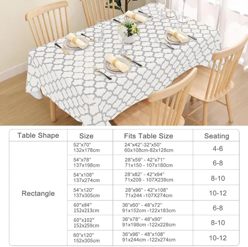 Miniatura 7 de Smiry - Mantel cuadrado de vinilo impermeable con respaldo de franela para mesas cuadradas, manteles de plástico lavables a prueba de derrames