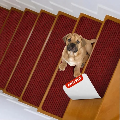 Miniatura 20 de MBIGM Alfombra antideslizante para peldaños de 30 x 30 pulgadas, alfombra de seguridad antideslizante y resistente al deslizamiento, color negro