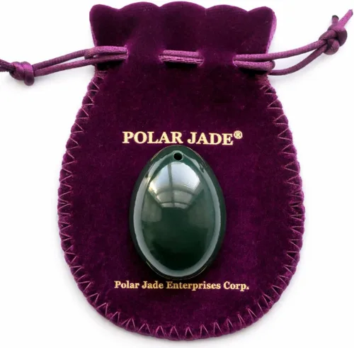 Miniatura 15 de Polar Jade Huevo de piedra hecho de jade nefrita, tamaño mediano (1.693x1.181 in), perforado, con cuerda sin encerar e instrucciones