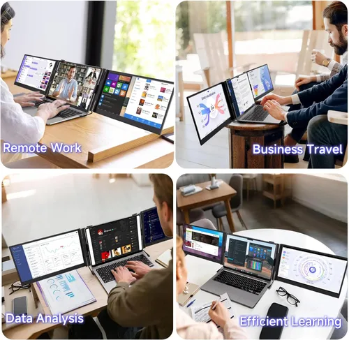 Miniatura 8 de Extensor de pantalla triple para laptop, 2.2 libras 14 pulgadas FHD ultra ligero, múltiples monitores portátiles ultrafinos conectables