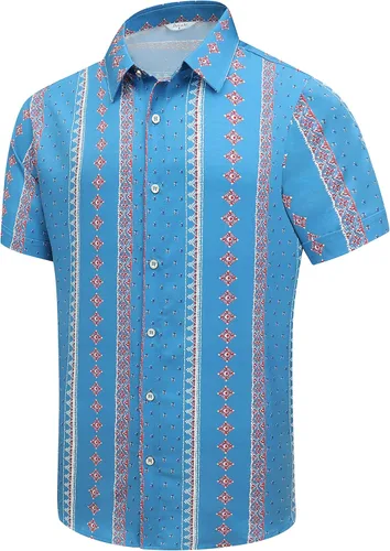 Miniatura 61 de SheLucki - Camisa hawaiana para hombre, unisex, de manga corta, con botones, para la playa y el verano, ropa casual estampada con sombra de palmas