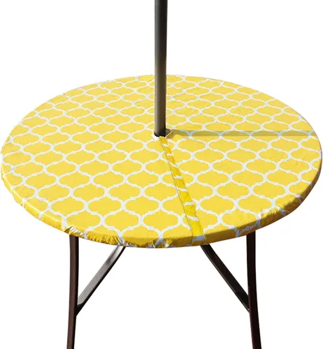 Miniatura 20 de Hipinger Vinyl Round Fitted Tablecloth with Zipper and Umbrella Hole, Outdoor Oil Waterproof Stain Resisteant PVC Table Cover 40-44 Inch, Black