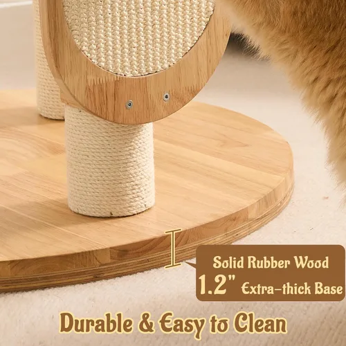 Miniatura 8 de Moderno árbol de madera maciza para gatos de interior de hasta 15 libras, torre para gatos de 49 pulgadas de alto con postes rascadores y rascador