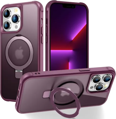 Miniatura 130 de CHAOFEnG Funda magnética compatible con iPhone 11 con soporte, prueba de caídas de grado militar, compatible con imán, anillo translúcido, parte