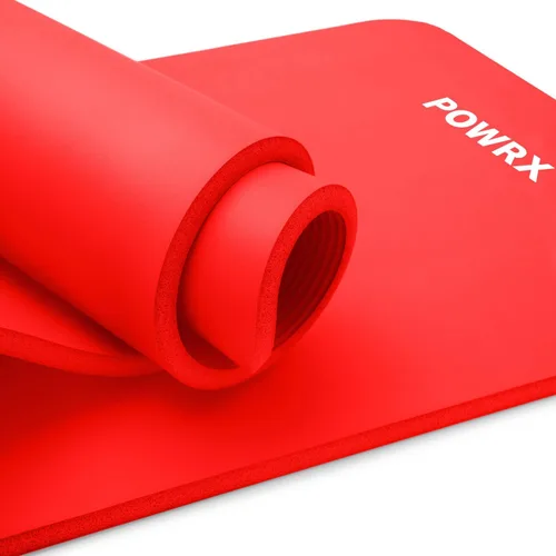 POWRX Tapete de yoga grueso | Tapete de ejercicio de 1/2 pulgada – 3 anchos con correa de transporte y bolsa | Tapete de entrenamiento