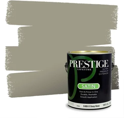 Miniatura 12 de Prestige Paints - Pintura exterior e imprimación en uno, 1 galón, plano, compatibilidad comparable con el color menta «Whipped Mint» de Behr