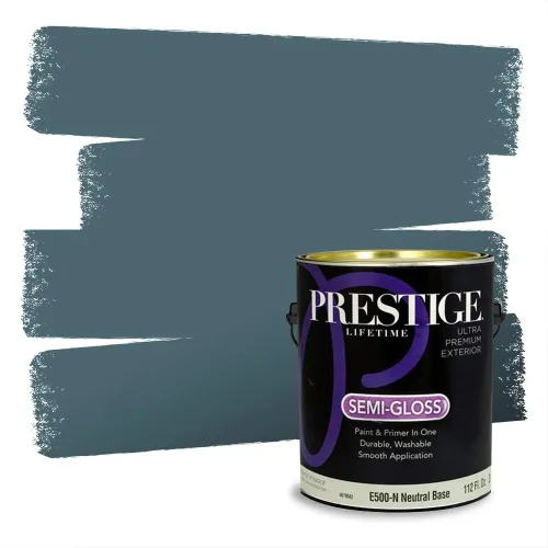 Miniatura 1158 de Pintura Exterior + imprimación PRESTIGE, todo-en-uno, 1 galón, acabado mate, color comparable al Valspar* Royal Gray* VS151-Gris real