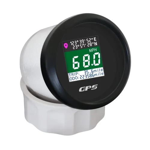 Miniatura 4 de Kit de medidor de velocímetro digital GPS universal de 2 pulgadas con nudo MPH ajustable ODO Km/h 12 24 voltios (2.047 in negro + negro)