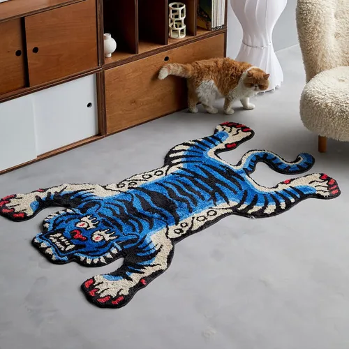 Miniatura 6 de Alfombra de área de tigre tibetano de 5 x 3.3 pies con mechones de pelo alto XLarge para interiores lavable a máquina con respaldo antideslizante
