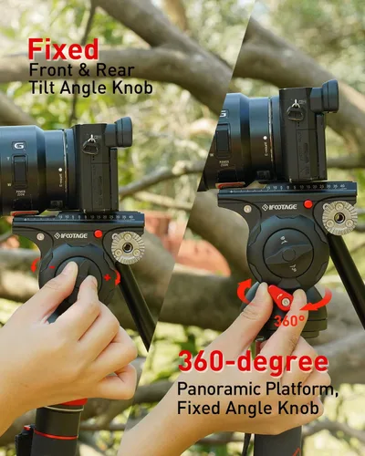 Miniatura 5 de IFOOTAGE Cabezal de cámara de video Komodo K5S, cabezales de fluido de aluminio, cabeza de trípode estable para giro e inclinación, con placa