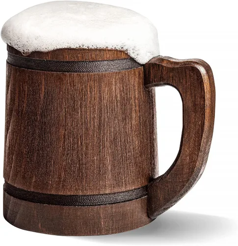 Vaso de cerveza de raíz hecho a mano de 20 onzas 600 ml - Tazas de metal Flagon con asa Medieval - de madera, vikingo, Renacimiento, mil cervezas,