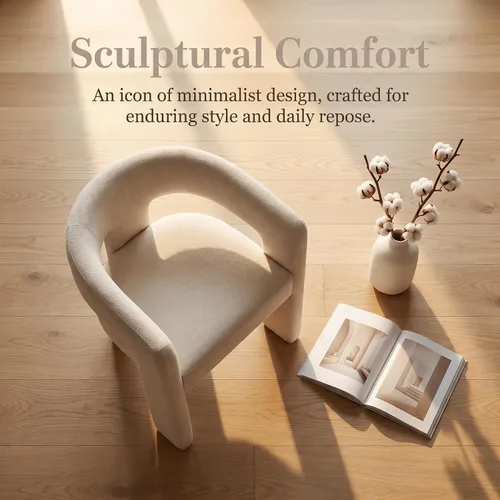 Miniatura 8 de Hyfirm Sillas de Comedor Modernas Tipo Barril Juego de 1, Cómoda Silla de Comedor de Acento Tapizada en Chenilla con Brazo para Cocina Sala de Estar