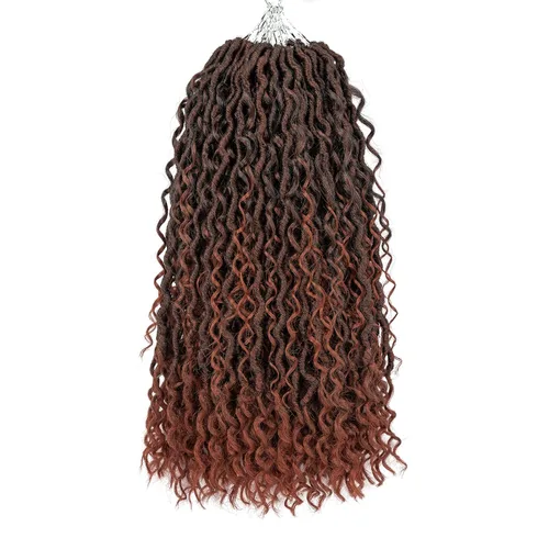 Miniatura 25 de Aipin Goddess Cabello de Ganchillo de 18 Pulgadas Boho River Locs Hippie Locs Ondulado de Ganchillo Con Cabello Rizado en el Medio y Extremos 613
