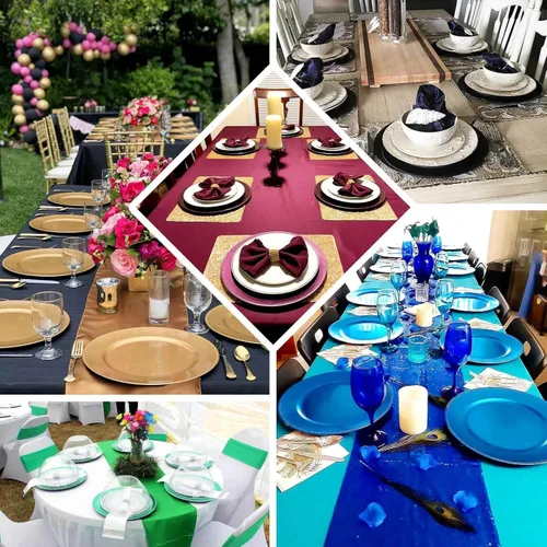 Miniatura 5 de Efavormart - 6 platos de carga redondos con cuentas negras de 13 pulgadas para decoración de mesa, vacaciones, boda, catering, decoración de eventos