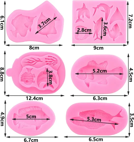 Miniatura 2 de ZiXiang Molde de fondant con temática marina, moldes de silicona para peces, tiburones marinos, coral, caramelo, para decoración de tartas