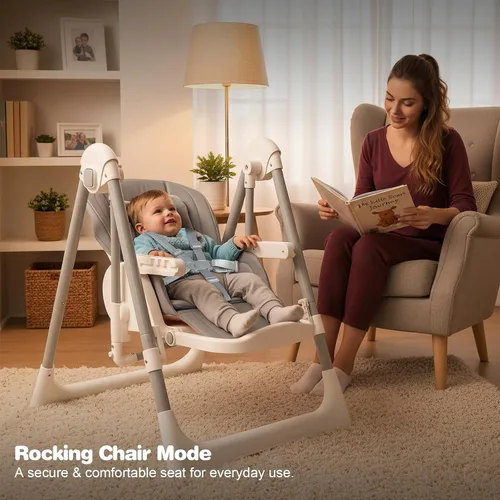 Miniatura 3 de Sillas altas para bebés y niños pequeños, se convierten en columpios de bebé, silla alta plegable, ajustable, convertible con asiento reclinable