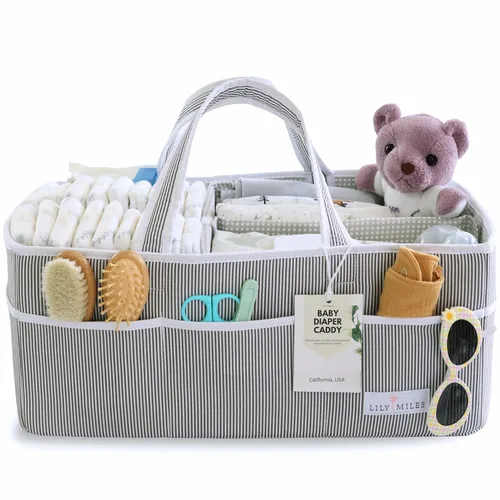 Miniatura 12 de Lily Miles Organizador de pañales para bebé, cesta de regalo para baby shower para niños o niñas recién nacidos, artículos imprescindibles