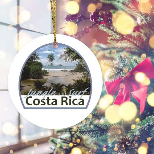 Miniatura 4 de Adornos navideños de Costa Rica, selva y surf, paisaje de playa, adorno de cerámica, decoración del hogar, colgantes colgantes, adorno de Navidad