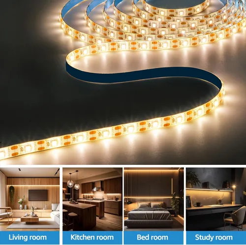 Miniatura 5 de Tira de luces LED de 5V USB 9.84 pies, 3500K blanco cálido, tira de luces LED flexible impermeable de SMD2835 con 180 LEDs, regulable, luz de tira