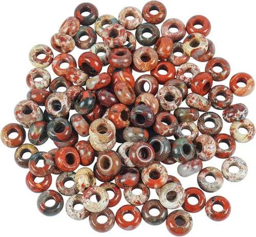Miniatura 12 de 20 cuentas de jade Rondelle Picasso de piedra suelta de agujero grande para cristales y piedras curativas para hacer joyas Multicolor Picasso Jade