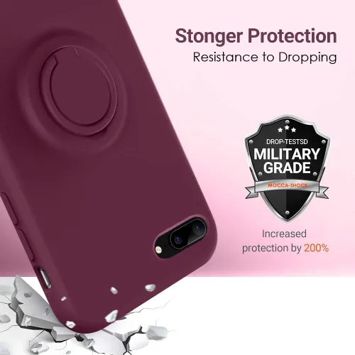 Miniatura 5 de MOCCA - Funda protectora con soporte de anillo, forro de microfibra supersuave y antiarañazos, de cuerpo completo y a prueba de golpes para iPhone 7