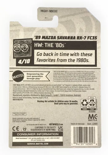 Miniatura 2 de Hot Wheels Mazda Savanna RX 7 FC3S '89, HW The 80s 4/10
