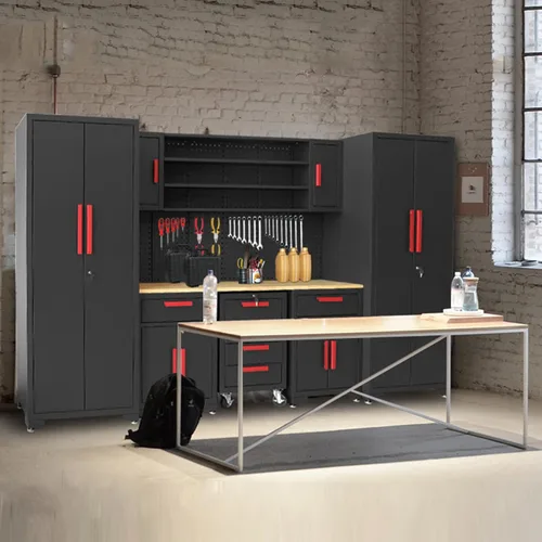 Miniatura 4 de Sistema de gabinetes de almacenamiento para garaje Torin, set de 8 piezas de gabinetes de taller en negro, incluye gabinetes de acero con cajones